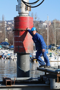 Pose de pieux en béton